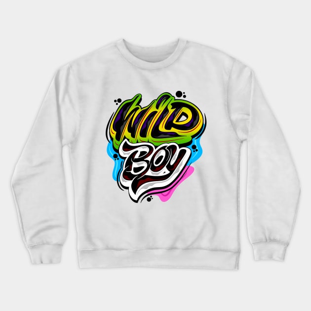 Wild Boy Typography Lettering Crewneck Sweatshirt by dwikiyosi1